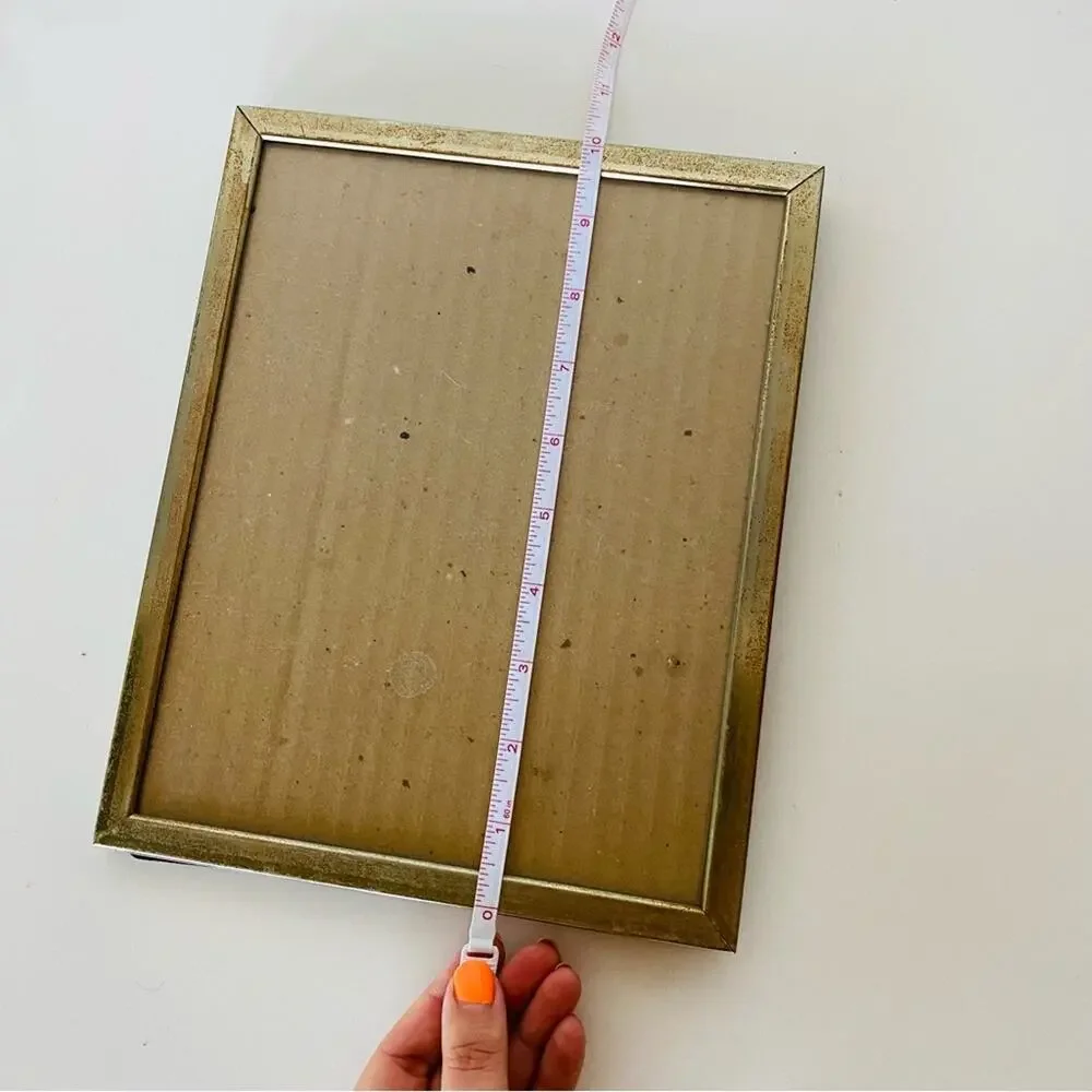 VINTAGE Antiqued Yellow Gold Basic Modern Metal Photo Picture Frame Y2K 90s